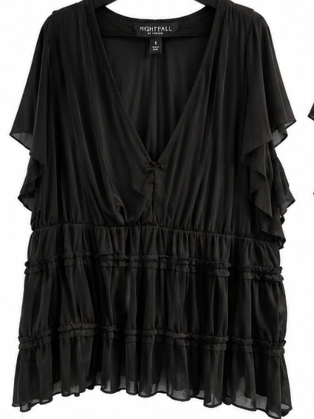 Nightfall by Torrid Black Ruffle Flutter Sleeve Blouse